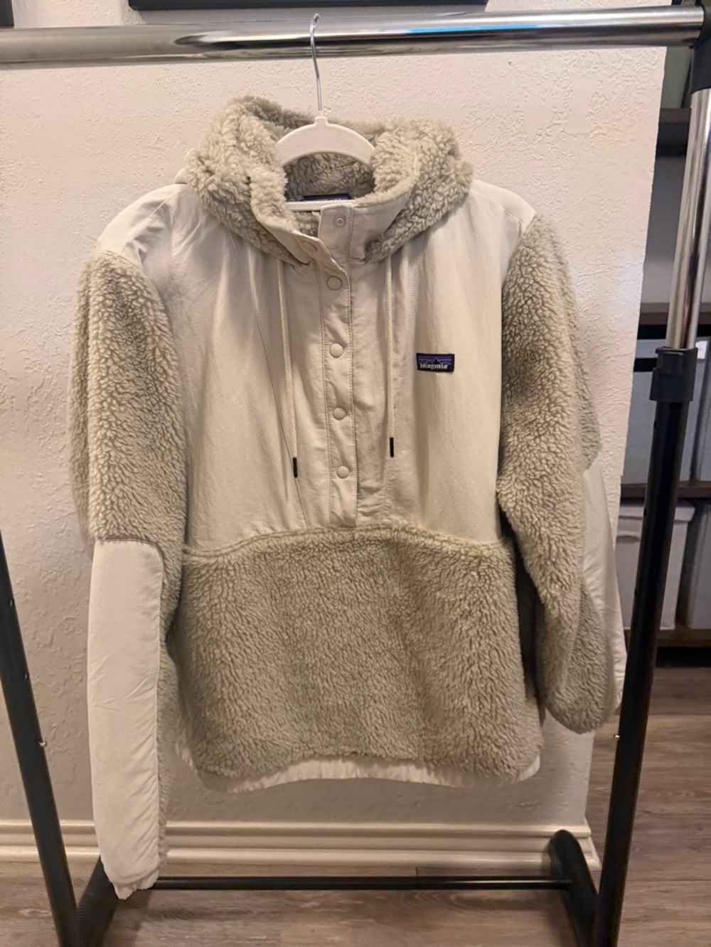 Patagonia Pelican Tan Fleece Shelled Retro-X Sherpa Pullover Jacket